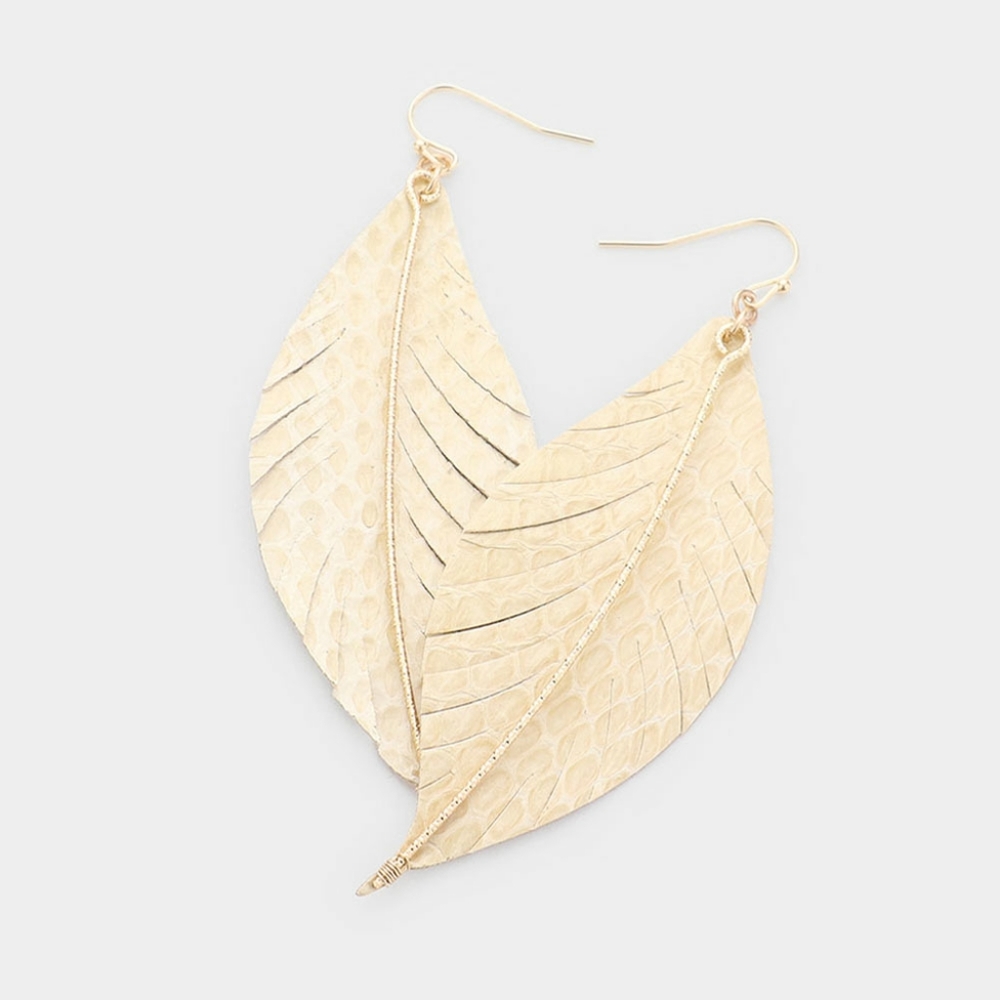 Genuine Leather Feather Dangle Earrings